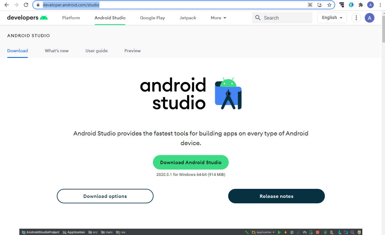 Android Studio Site Home Page