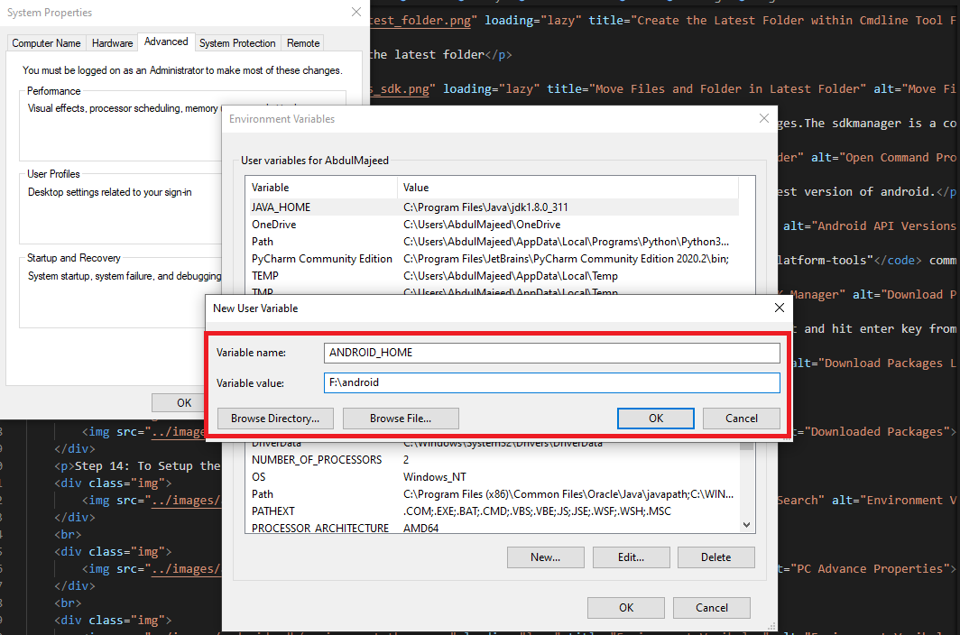 Environment Path Android Home Added