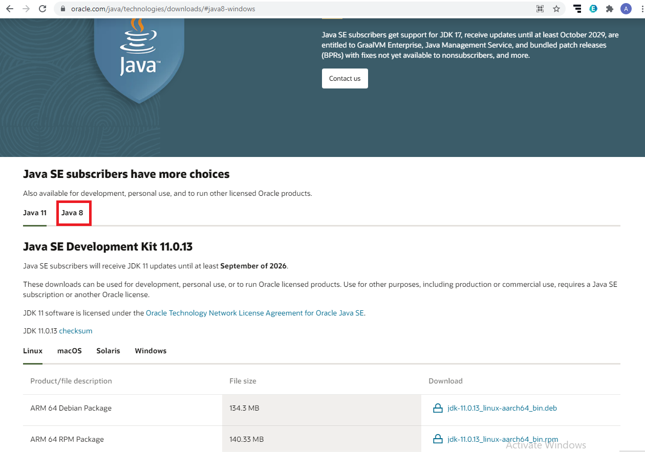 Java JDK 8 Tab