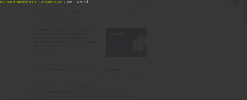 node version command